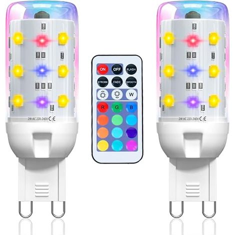 Ampoule LED G9 RGBW G9 Ampoule LED Couleur Avec TéLéCommande 12 Couleurs RGB Blanc Chaud 3000K RGB Pour la DéCoration la FêTe le Bar (1/5)