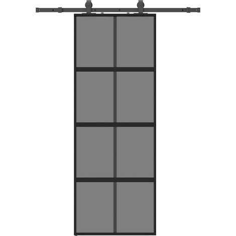 Maison Exclusive - Schiebetür mit Beschlag Schwarz 76x205 cm Hart