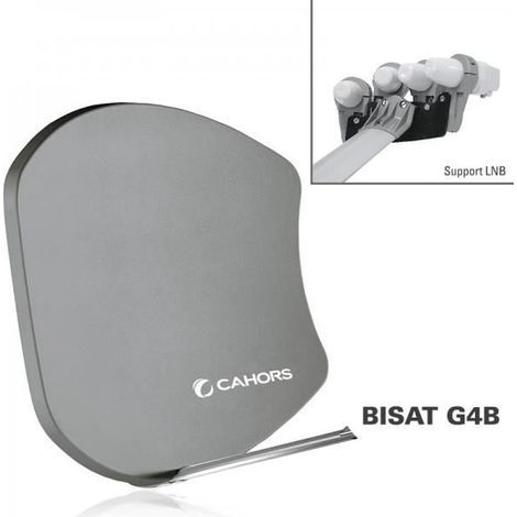 Parabole FIBRE - CAHORS - BISAT G4B - Multisatellite - 4 LNB - Gris