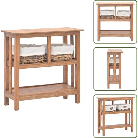 The Living Store Tavolo Consolle in Legno Massello di Mogano 69x28x70 cm - Tavolo in legno massello