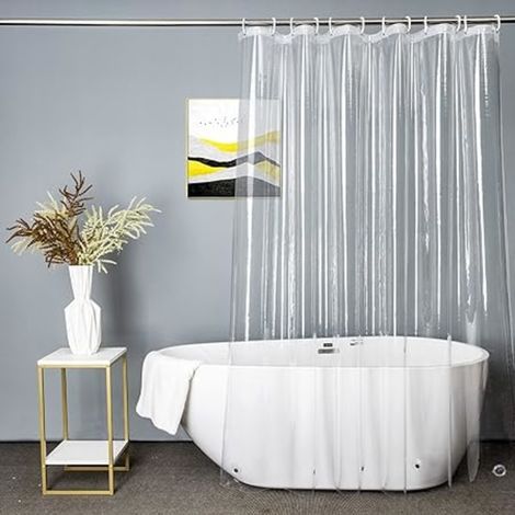KLVGTIFS PU - Rideau de douche transparent extra long 180x200cm, transparent (1/5)
