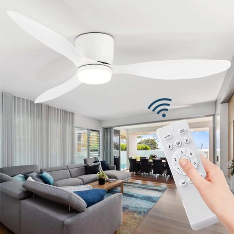 Ventilateur de plafond LED avec éclairage intégré, moteur DC silencieux basse consommation, télécommande multifonction, 6 vitesses et 3 températures de couleur, idéal pour chambre et salon, finition b (1/5)