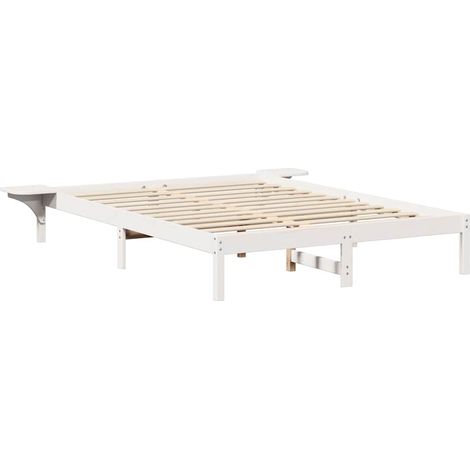 Lit double,Lit adulte,Cadre de lit avec tables de chevet Blanc 140 x 200 cm Blanc CFW8611760 (1/5)