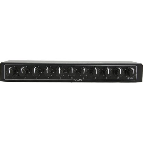 Kopfhörerverstärker mit 3,5-mm-Miniklinken-Aux-Eingang, 1 Eingang, 10 Stereoausgänge, 100–240-V-Adapter/Verteiler, europäischer Stecker (1/5)
