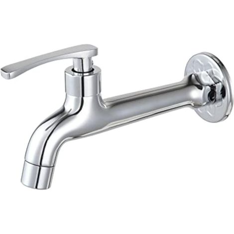 Soavoa Robinet Mural Laiton Eau Froide Poignée Levier Filetage G1/2 Bec 130mm pour Lave-Linge 1 Pièce (1/5)