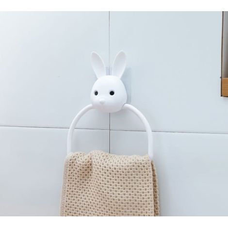 Le lapin 1PC ABS dessin animé animaux porte-serviettes mural salle de bain toilette enfant suspendu porte-serviette cintre maison cuisine porte-serviettes anneau (1/5)