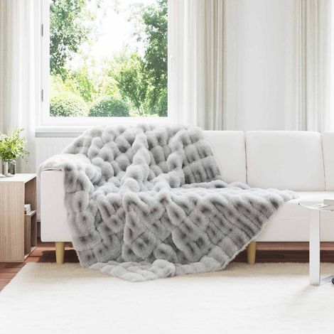 Rutschfeste Decke aus Kunstkaninchenfell Olite Grau Polyester