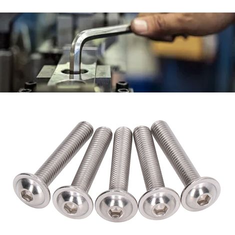 Vis à tête cylindrique creuse hexagonale en acier inoxydable A2-70 avec rondelle, boulon à bride M840 mm (1/5)