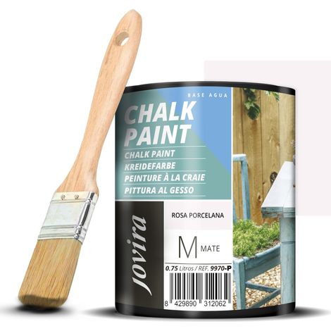 JOVIRA PINTURAS Chalk Paint - Vernice gessata all'acqua opaca + Pennello speciale per legno. Rinnovate i vostri mobili con creatività. (750 Millilitri, Rosa Porcellana + Pennello) F-11-K (1/3)