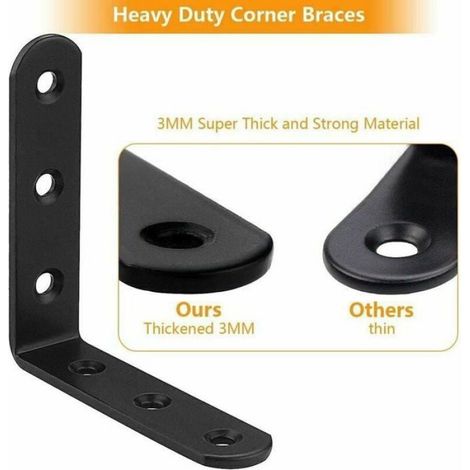 Supports D'étagère - 100x100 mm - Métal Noir - Résistants À La Corrosion - Charge Max 20 Kg - Lot De 16 (1/5)