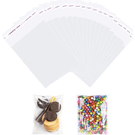 100 Pcs Petits Sacs en Cellophane Transparents Refermables Pour Biscuits, Bonbons, Bijoux, Cadeaux et Épingle à Cheveux (6x8cm/2.4x3.1inch) (1/5)