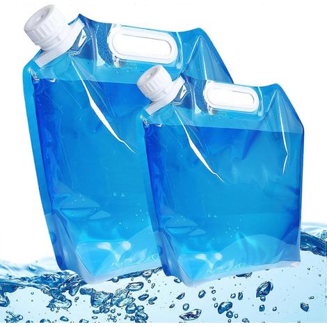 Lot de 2 bidons pliables de 10L + 5L pour le camping, la randonnée, les pique-niques et les barbecues (bleu)-AquaForge (1/5)