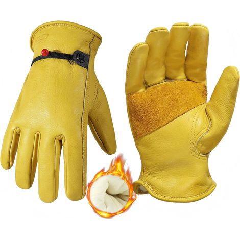 Guantes de trabajo aislantes para hombre, guantes de trabajo de cuero resistentes al desgaste para invierno y clima frío. (1/5)