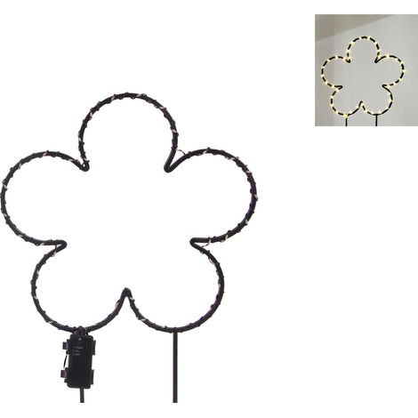 TrendLine LED-Stecker Blüte Eisen 58 x 39 cm schwarz warmweiß