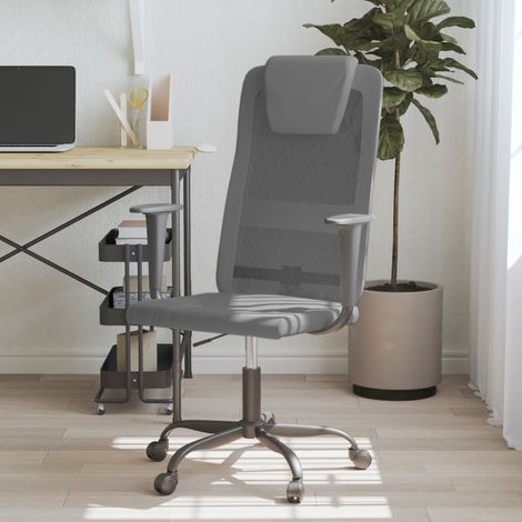 Bürostuhl Höhenverstellbar Grau Netzstoff und Kunstleder (1/5)