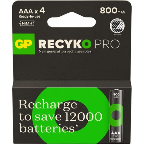 GP - ReCyko Professional NiMH AAA Rechargeable Batteries, 85AAAHCB-2WB4, 4-Pack