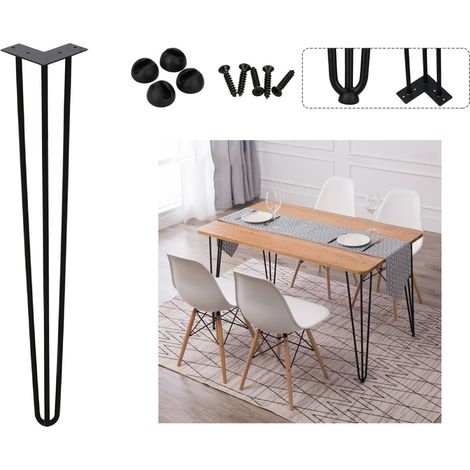 SWANEW Set di 4 gambe a forcella Telaio del tavolo Corridori del tavolo Gambe Tavolo da pranzo Harpins Gamba del tavolo a 3 montanti Nero - 45 cm (1/4)