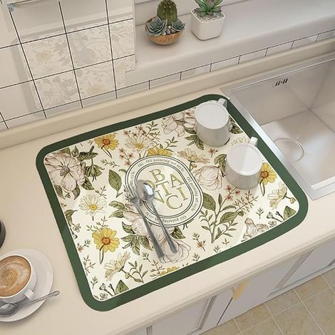 Tappetino Scolapiatti, Tappetino da Csuper Assorbente, Tlavandino Cucina, Tappetino da Caffè ad Asciugatura Rapida, Tappetino in Gomma Antiscivolo Cucina 40 x 60 cm - 13 (1/5)