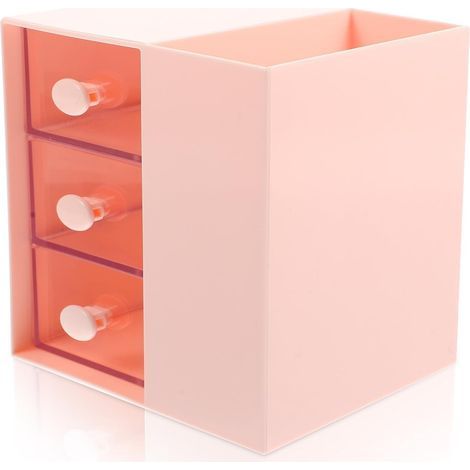 Organisateur cosmétique à plusieurs compartiments, boîte de rangement en plastique pour maquillage avec porte-stylo, et la salle de bain (1/5)