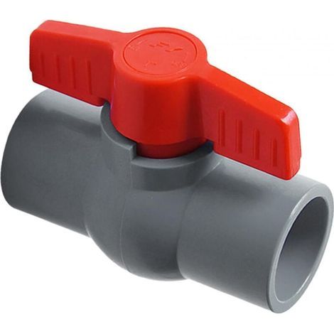 PVC Ball Valve, Compact Two-Way T-Position Valve for Sewer Pipe Flow Control, Grey 32mm (1/4)