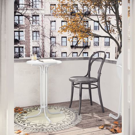 WOLTU Klappbarer Stehtisch, Bartisch rund, Bistrotisch Ø 70 cm, Klapptisch Partytisch wetterfest, Hochtisch 110 cm, Gartentisch Indoor Outdoor, für Garten Party Hochzeit, Metallrohre, Weiß (1/5)