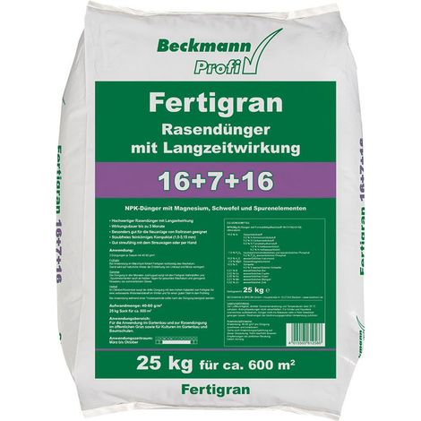 BECKMANN PROFI Rasendünger Fertigran 16+7+16 25 kg Sportrasendünger (1/3)