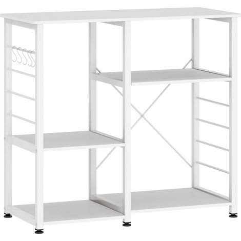 Soges – Étagère de cuisine en métal et bois – Desserte avec 3 étagères ouvertes – Dimensions 90 x 40 x 83 cm – Support pour micro-ondes