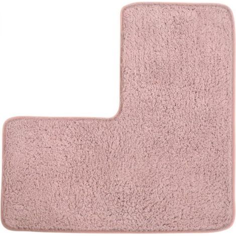 Tapis de bain en L, tapis de salle de bain, tapis de bain d'angle, tapis lavable, tapis de bain doux absorbant l'eau, tapis de sol antidérapant pour salle de bain, chambre, cuisine, salon (rose) (1/4)