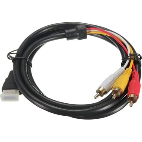 Câble HDMI vers RCA, câble HDMI mâle vers 3 RCA mâles, câble AV, adaptateur de convertisseur de composant audio vidéo, câble 1080p pour TV HD, noir, 1,5 m (1/5)