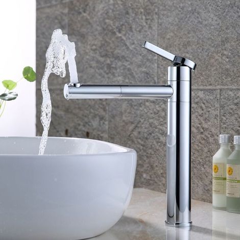 Robinet de salle de bain double, rotatif à 360°, robinet de lavabo, laiton, robinet de salle de bain pour lavabo, robinets de salle de bain chromés, mitigeur à levier unique