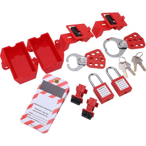 Kit de verrouillage électrique avec loquets de verrouillage de disjoncteur, étiquettes Loto, cadenas de sécurité, clés pour produits chimiques industriels (1/5)