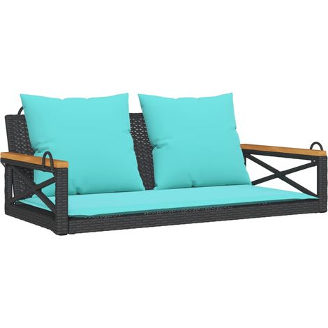 Maison Exclusive - Panchina a Dondolo con Cuscini Nera 109x62x40 cm in Polyrattan