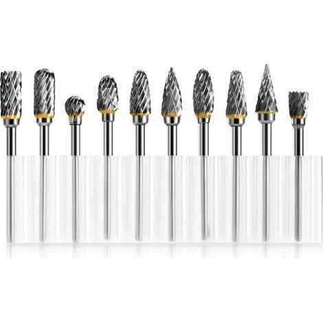 Set mit 10 Rotationsfräsern aus Wolframkarbidstahl – 3 mm Schaft – 6 mm Schnittdurchmesser – Für Holzschnitzerei und Metallpolitur