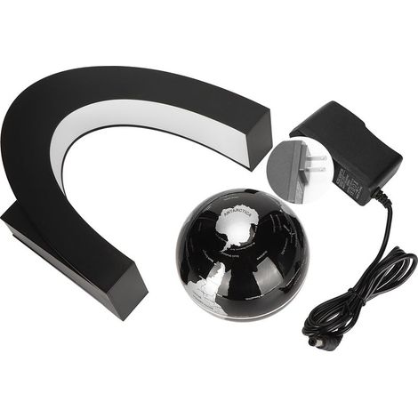 Globe flottant magnétique avec socle en forme de C, lumière LED, carte du monde lévitation, décoration, 100-240V prise US (1/5)