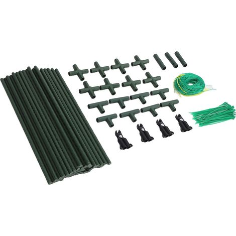 Concombre A cadre tuyau en acier Support de plante de jardin extérieur avec filet d'escalade en Nylon pour légumes pois fruits vigne