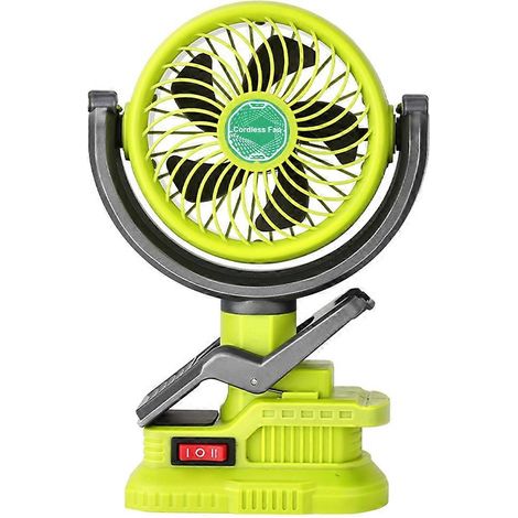 Ventilateur portable sans fil à pince, compatible avec les batteries Ryobi 18V, double alimentation USB, idéal pour la voiture, la maison, le camping et les activités de plein air. (1/5)
