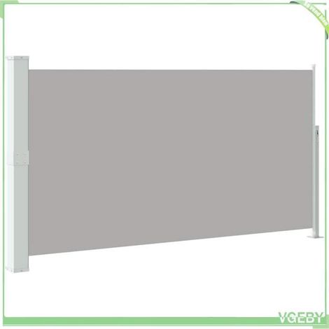 Auvent latéral rétractable de patio - FAFEICY - 41546 - 160 x (0-300) cm - Toile polyester résistante UV - Poteaux acier gris vert (1/5)