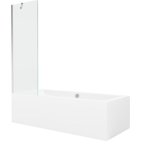 Mexen Cube bañera rectangular 170 x 80 cm con carcasa y mampara de 1 ala 60 cm, transparente, cromo - 550517080X9506000001 (1/5)