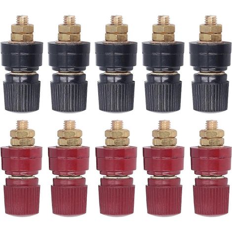 Ensemble de 5 bornes de connexion d'alimentation, transmission stable, installation facile, régulateur de tension M6 flexible (noir/rouge)