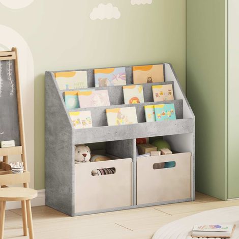 vidaXL Bibliothèque pour enfants Gris béton 72,5 x 29,5 x 69 cm
