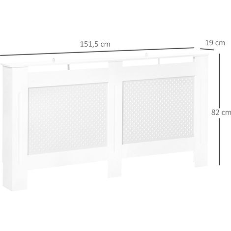 Cache-radiateur en MDF à lattes pour salon, chambre ou couloir, 151,5 x 19 x 82 cm, blanc (1/5)
