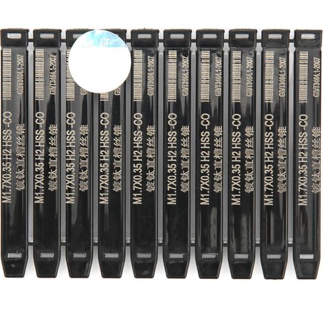 10 forets taraudés en acier rapide contenant du cobalt, fournitures industrielles M1,7 x 0,35 (1/5)
