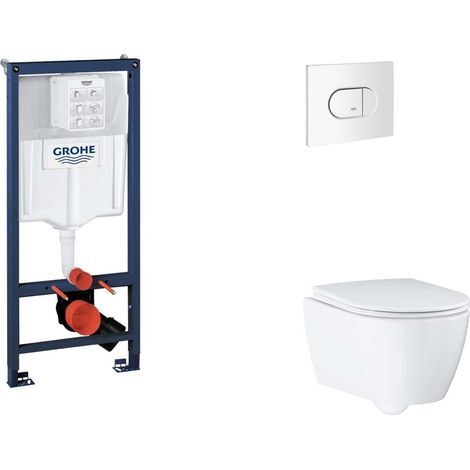 Grohe Rapid SL - Conjunto de instalación pre-pared, inodoro, asiento SoftClose y botón Arena Cosmopolitan, blanco alpino SANI11BB3132 (1/5)