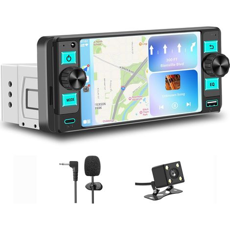 Autoradio 1 DIN Bluetooth avec CarPlay et Android Auto, Poste Radio Voiture avec Écran 5 Pouces Tactile Lecteur (5100) (1/5)