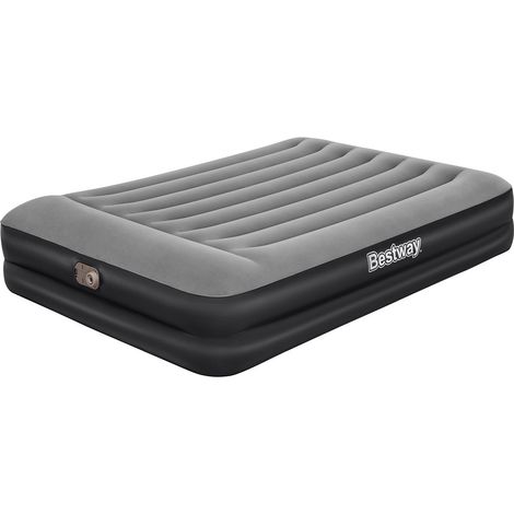 Trade Shop - Materasso Floccato Matrimoniale Airbed Nero/grigio Gonfiabile Pompa Integrata 67403 -