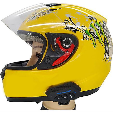 BT-12 Kit mains libres Bluetooth pour casque de moto avec microphone intégré, interphone Bluetooth pour appels et musique, noir (1/5)