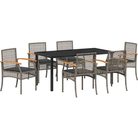 Maison Exclusive - Set da Pranzo per Giardino 7 pcs Grigio e Nero Rattan (1/5)