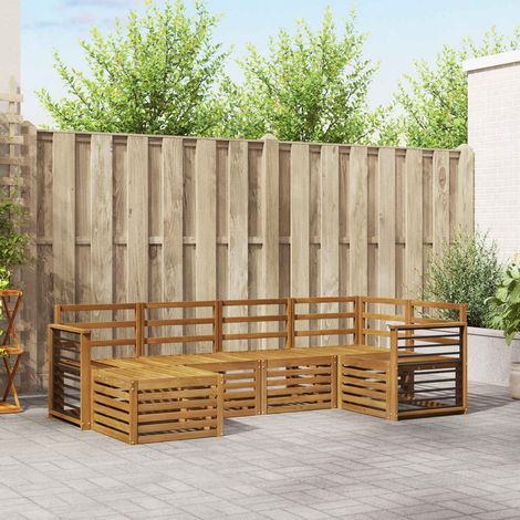 vidaXL Set divani 6 pcs Naturale Legno di Acacia Massello (1/5)