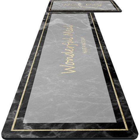 Lot de 2 Tapis de Cuisine en Terre de Diatomée - 45x70cm et 45x120cm - Motif "Matin" - Antifatigue et Absorbant