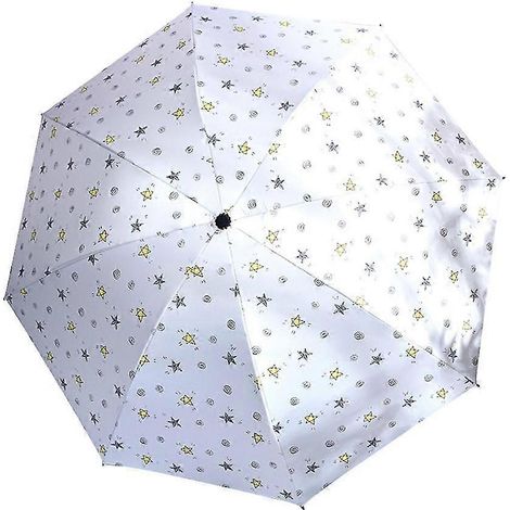 Mini parasol pliant à motifs d'étoiles, imperméable, coupe-vent et protection UV, entoilé noir, portable pour la plage et les voyages. (1/5)